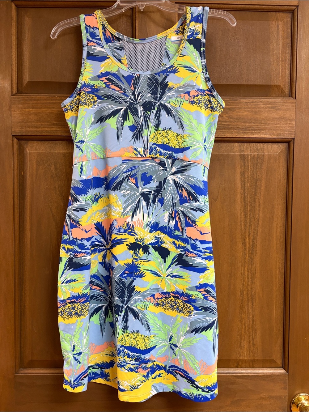 Columbia Multicolor Tropical Palm Print Sleeveless Mini Dress Size Medium